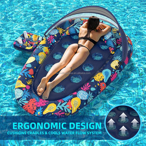 Flotador Inflable de PVC Azul Oscuro para Piscina, con Sombrilla Desmontable, Portavasos y Reposacabezas, para Fiestas en la Playa, Piscina y Vacaciones - Product Image 5