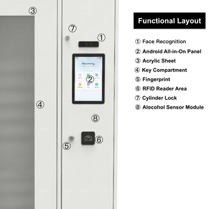 Armoire à clés intelligente 120 emplacements, coffre-fort de gestion électronique des clés RFID, système de contrôle des clés mural NFC par empreinte digitale et reconnaissance faciale - Product Image 4