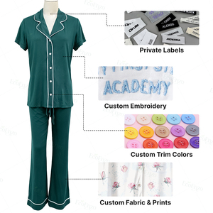 <span class=keywords><strong>Pigiama</strong></span> in <span class=keywords><strong>Viscosa</strong></span> di Bambù per Donne, Set Morbido e Rinfrescante, Abbigliamento da Notte Ecologico, OEM - Product Image 6
