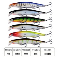 Leurre de pêche submersible Minnow 11cm 13.7g 3 hameçons pour eau douce et marine, longue portée, leurre artificiel dur de surface, appât complet