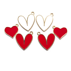 Pendentif en émail rouge en forme de cœur, 20x22mm, en alliage de Zinc, pour la fabrication de colliers, accessoire de bijoux à faire soi-même - Product Image 4