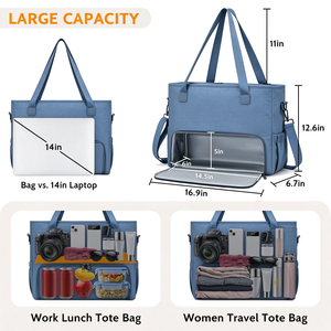 Nouveau sac fourre-tout tendance réutilisable imperméable 22L léger pliable grande capacité pour femmes avec compartiment isotherme pour ordinateur portable 15,6 pouces - Product Image 6