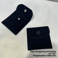 Tas Flanel Berpenutup Lipat Dua Sisi Bahan Fleece Persegi 8*8cm untuk Menyimpan Perhiasan dengan Kancing Tekan untuk Cincin