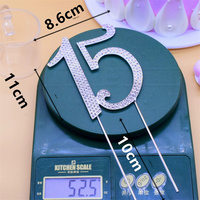 Numéro 15 strass couronne gâteau Topper 15e anniversaire strass gâteau Topper pour mariage fête d'anniversaire décoration de gâteau