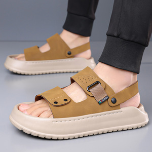 Sandales d'été pour hommes, antidérapantes, semelle EVA, décontractées, à bout ouvert, dessus en PU - Product Image 2