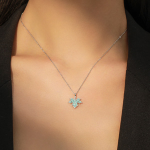 מכירה חמה 925 שרשרת כסף סטרלינג לנשים עם זירקון עלה תליון תכשיטים אופנתיים לחתונה - Product Image 4