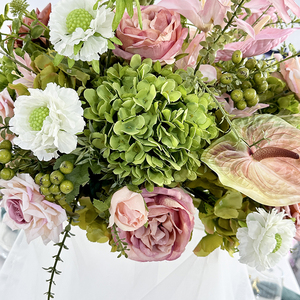 Weiß Rosa Seide Grün Blätter Kuss Ball Für Hochzeit Herzstück Dekorative Künstliche Blume - Product Image 4