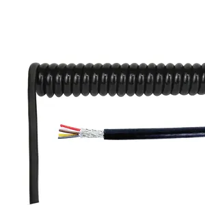 Tahan suhu tinggi 3 4 5 6 7 Core 0.75mm 1mm 4mm pegas digulung perisai kawat listrik fleksibel kabel gulung Spiral kawat