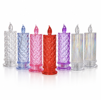 Bougie LED en acrylique cristallin à rayures géométriques, lumière de bougie à réfraction, incassable, sans flamme, lampe décorative de vacances