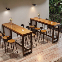 Table haute longue en bois massif Design simple moderne Table de bar de loisirs murale pour balcon et jardin à usage de restaurant