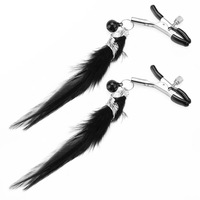 Cloches pince à mamelon 1 paire plume métal SM anneau de mamelon flirter taquineries jouets sexuels Kit de Bondage esclave Bdsm fille accessoires exotiques