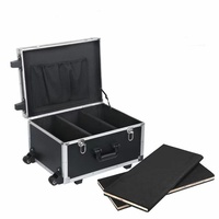 Étui de transport rigide noir argenté avec séparateur et insert en mousse DIY, valise en aluminium avec roulettes pour équipement