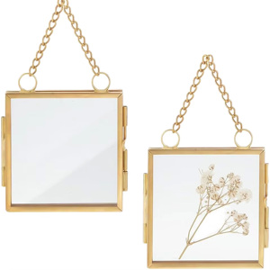 2Pcs Retro Kim Loại Hình Ảnh Hình Ảnh Khung Cao Mờ Thủy Tinh Với Sáng Tạo Hoa Nhà Máy Hiển Thị Chủ Tự Làm Vuông Khung Gương - Product Image 4