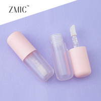 Tube de brillant à lèvres rose mignon, vide, transparent, en plastique dépoli, rond, avec bouchon, pour baume à lèvres teinté
