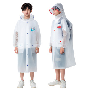 Imperméable <span class=keywords><strong>transparent</strong></span> réutilisable pour enfants (5-12 ans) avec compartiment à sac à dos intégré, style individuel, longueur longue - Product Image 1