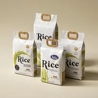 Sac d'emballage pour riz en nylon plastique recyclable, imprimé sur mesure, résistant à l'humidité, 2 kg, 5 kg, 10 kg, avec poignée en plastique