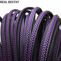 Örgü deri düz kordon için 12*6mm kolye bilezik yapma halat DIY için moda takı geniş örgü deri dizeleri bulgular