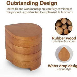 Portable 4 Layer Rotating Wooden Jewelry Storage <b>Box</b> Solid Wood Travel Organizer For Rings Necklaces <b>Earrings</b> Jewelry <b>Box</b> - Product Image 4