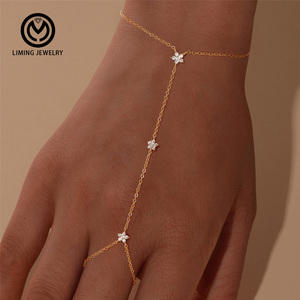 AB054 Bracelet tendance en argent sterling 925 avec zircon pavé, étoile et <span class=keywords><strong>petite</strong></span> fleur, chaîne pour femme, bracelet avec anneaux, cadeaux, bijoux - Product Image 1