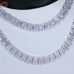 Master Rocks 8mm Plata de Ley 925 Iced Out Square Baguette Tennis Chain Vvs Moissanite Tennis Chain - Product Image 4