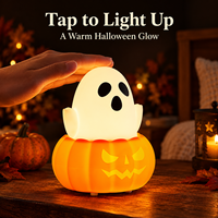 Halloween Geister-Kürbis LED-Nachtlicht USB-C Wiederaufladbare Tippsteuerbare Lampe mit Individuellem Logo für Feiertagsgeschenke