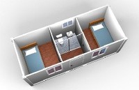 Homelike – kit de transport mobile 2 chambres à coucher préfabriquées, conteneur d'expédition, maison, maisons de 20 pieds à vendre