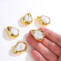 Perle baroque en forme de larme plaquée or 18 carats à deux trous pour la fabrication de bijoux