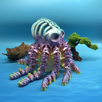 Produit phare transfrontalier : Jouet de décompression articulé en plastique imprimé en 3D, modèle Pieuvre, Os d'alien, Main mécanique, avec fonction bulle, et ornements