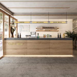 Phong cách hiện đại tùy chỉnh thanh gỗ thiết kế bánh cafe tiền mặt đăng ký quầy <span class=keywords><strong>bar</strong></span> hiển thị giá bàn tiếp tân - Product Image 2