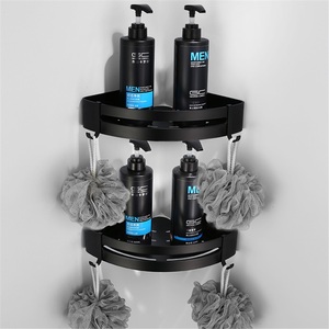 Modern Black Zinc Alloy Bathroom <b>Shelf</b> Triangle <b>Basket</b> Eco-Friendly Hotel Single-Layer Corner Rack - Product Image 2