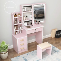 Coiffeuse blanche pour chambre à coucher avec miroir et tiroirs éclairés pour maquillage
