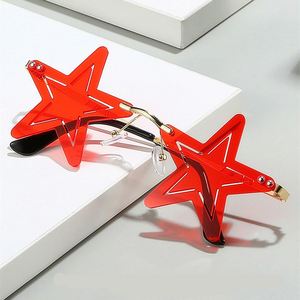Lunettes de soleil unisexes amusantes et colorées en forme de pentagramme, personnalisables avec logo, pour Noël 2025 – Lunettes de fête sans monture en forme d'étoile - Product Image 1