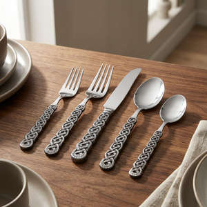 Silver Plated Cutlery Set Classic <b>Chain</b> Handle Design <b>Mirror</b> Polish Dinner Spoon Fork Knife Long Handle Durable Wedding Use - Product Image 4