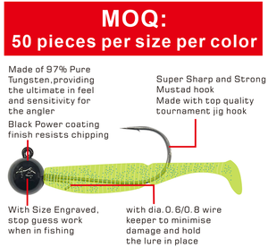 Cao cấp in vonfram bóng <span class=keywords><strong>Jig</strong></span> đầu <span class=keywords><strong>1</strong></span>/8oz với Mustad sắc nét móc cho cá chép Bass & cá hồi câu cá trong sông & Hồ - Product Image 2