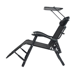 Silla Plegable Ajustable para Exteriores, Silla de Descanso para Tomar el Sol con Parasol, Silla de Gravedad Cero de Doble Uso - Product Image 5