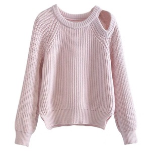 Dalang Sweater Pull en tricot rose uni pour femme, coupe ample, anti-boulochage, chaud, automne hiver - Product Image 2