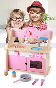 Set <span class=keywords><strong>Giocattolo</strong></span> Cucina in Legno Rosa con Stoviglie e Fornello per Giochi Educativi di Ruolo, Unisex per Bambini dai 2 ai 13 Anni - Product Image 2