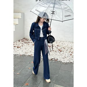 Completo Casual da Donna 2 Pezzi <span class=keywords><strong>Chic</strong></span> Vintage 2026: Top Lungo con Bottoni e Jeans a Gamba Larga, Taglia Unica, Lavato, Set Estivo - Product Image 4