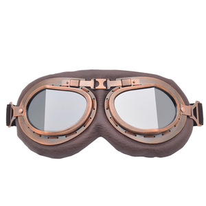 Motorcycle Goggles Full Rim <b>Copper</b> <b>Frame</b> Spherical Polycarbonate Lens Anti Wind Uv Protection Outdoor Men's Eye Protective - Product Image 1