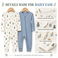 Pyjama décontracté pour bébé, motif personnalisé, fibre de bambou OEKO-TEX, élasthanne, barboteuse florale à fermeture éclair pour bébé fille, barboteuse douce et respirante pour nourrisson
