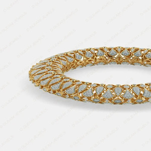 Brazaletes de Oro Amarillo de 14K con Diamantes Reales Certificados por IGI, Acabado Pulido, Claridad VS1-VS2, Multiformas, Clásicos, Étnicos y Finos - Product Image 4