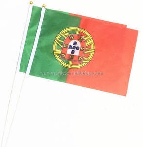 Jeu de sport en gros agitant à la main le drapeau avec mât 100% Polyester main portugaise agitant des drapeaux - Product Image 2