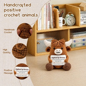 Regalos de Ganchillo de Vaca de las Tierras Altas, Regalo de Cumpleaños o Graduación para Ella y Él, Alivio del Estrés, Apoyo Emocional, Decoración de Escritorio - Product Image 3