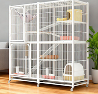 Villa pour chat d'intérieur extra spacieuse avec bac à litière intégré, maison pour chat avec espace libre