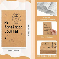 Lot de 20 carnets miniatures à reliure thermique A6 en papier kraft, 40 feuilles, style professionnel, 9x14cm, agenda scolaire imprimé