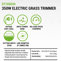 VERTAK-Coupe-herbe télescopique filaire 350W, 12000RPM 25cm de largeur de coupe avec bouclier de sécurité pour la cour