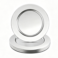 Assiettes rondes en acier inoxydable poli miroir, empilables, pour mariage, banquet, hôtel, fête, décoration de table