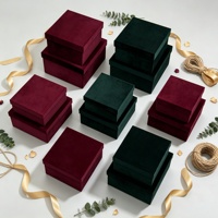 Boîte carrée en velours de haute qualité, ensemble de 3 pièces, boîte à fleurs, boîte cadeau en velours, boîte à roses en velours pour la Saint-Valentin
