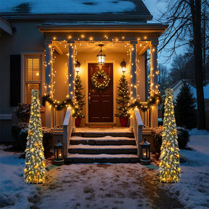 Sapin de Noël artificiel en guirlande argentée de 150 cm avec décoration bonhomme de neige, décoration de Noël mince et élancée pour la maison - Product Image 6