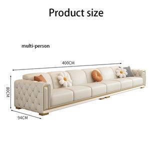Juego de Sofás Seccionales de Lujo Ligero de Calidad con Patas Doradas, Sofá Moderno Capitonado en Crema de 1, 2 y 3 Plazas en Piel Blanca para Sala de Estar - Product Image 6